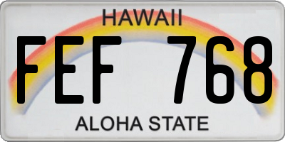 HI license plate FEF768