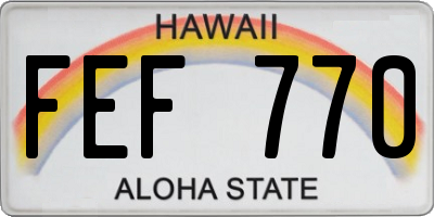 HI license plate FEF770