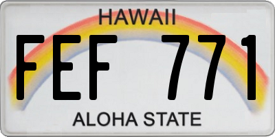 HI license plate FEF771