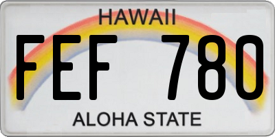 HI license plate FEF780