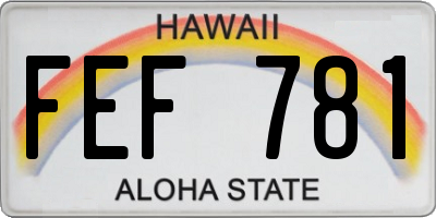 HI license plate FEF781