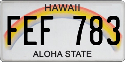 HI license plate FEF783