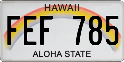 HI license plate FEF785