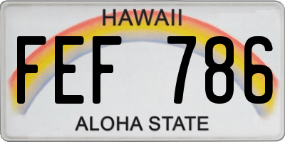 HI license plate FEF786