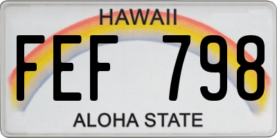 HI license plate FEF798