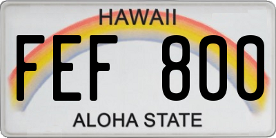HI license plate FEF800