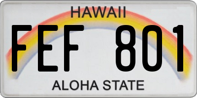 HI license plate FEF801