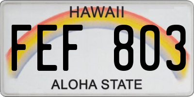 HI license plate FEF803