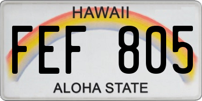 HI license plate FEF805