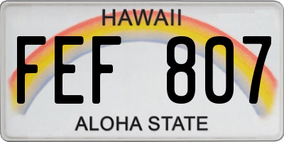 HI license plate FEF807