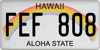 HI license plate FEF808