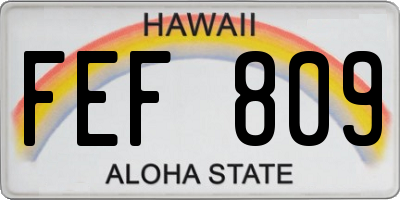 HI license plate FEF809