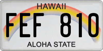 HI license plate FEF810