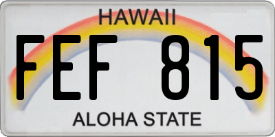 HI license plate FEF815