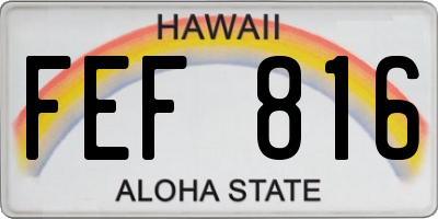 HI license plate FEF816