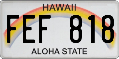 HI license plate FEF818