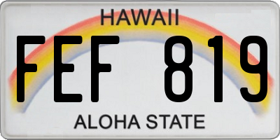 HI license plate FEF819