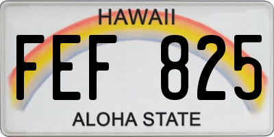 HI license plate FEF825