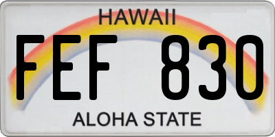 HI license plate FEF830