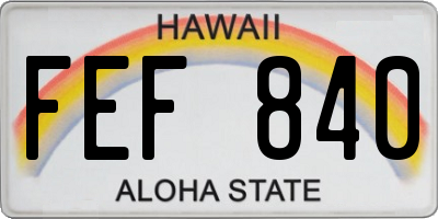 HI license plate FEF840