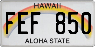 HI license plate FEF850