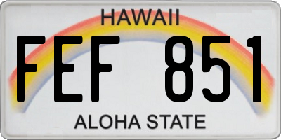 HI license plate FEF851