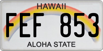 HI license plate FEF853