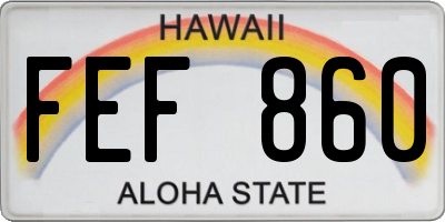 HI license plate FEF860