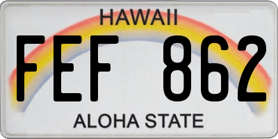 HI license plate FEF862