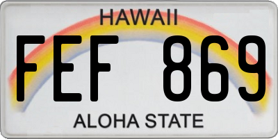 HI license plate FEF869