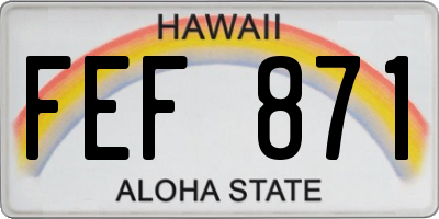 HI license plate FEF871