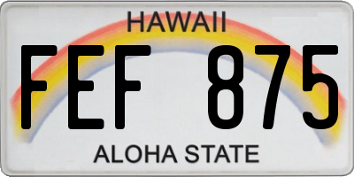 HI license plate FEF875