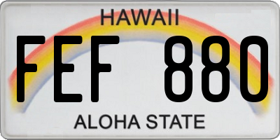 HI license plate FEF880