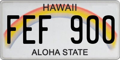HI license plate FEF900
