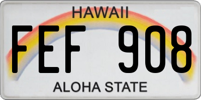 HI license plate FEF908