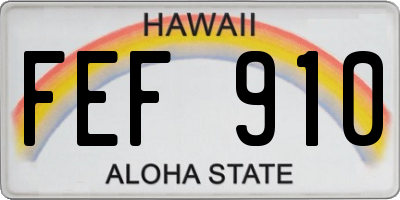HI license plate FEF910