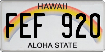 HI license plate FEF920