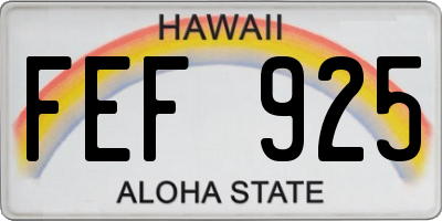 HI license plate FEF925
