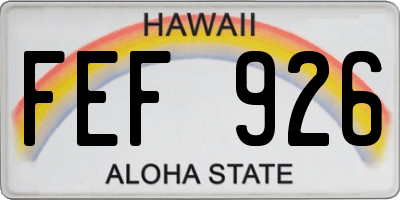 HI license plate FEF926