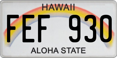 HI license plate FEF930