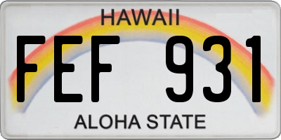 HI license plate FEF931
