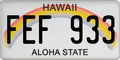 HI license plate FEF933