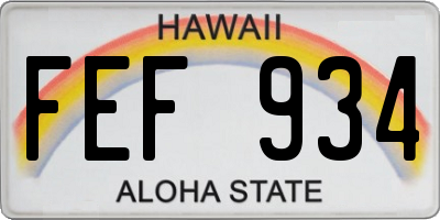 HI license plate FEF934