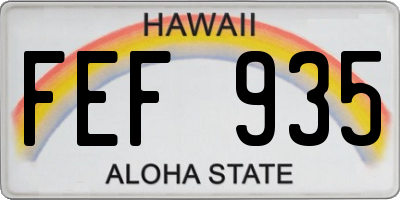 HI license plate FEF935