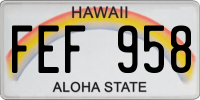 HI license plate FEF958