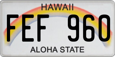HI license plate FEF960