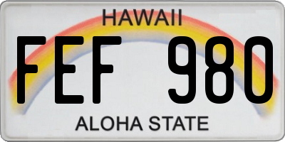 HI license plate FEF980