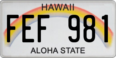 HI license plate FEF981