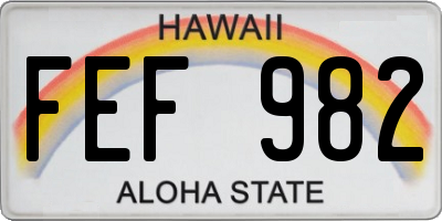 HI license plate FEF982