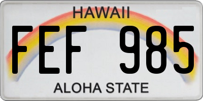 HI license plate FEF985